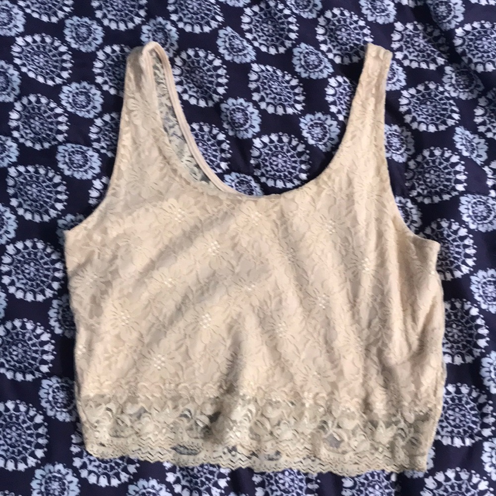 Cream lace crop top